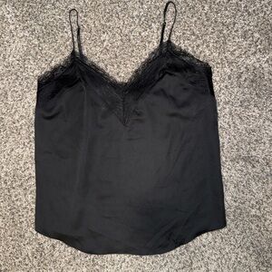 Express Black Satin Camisole with Lace Detail